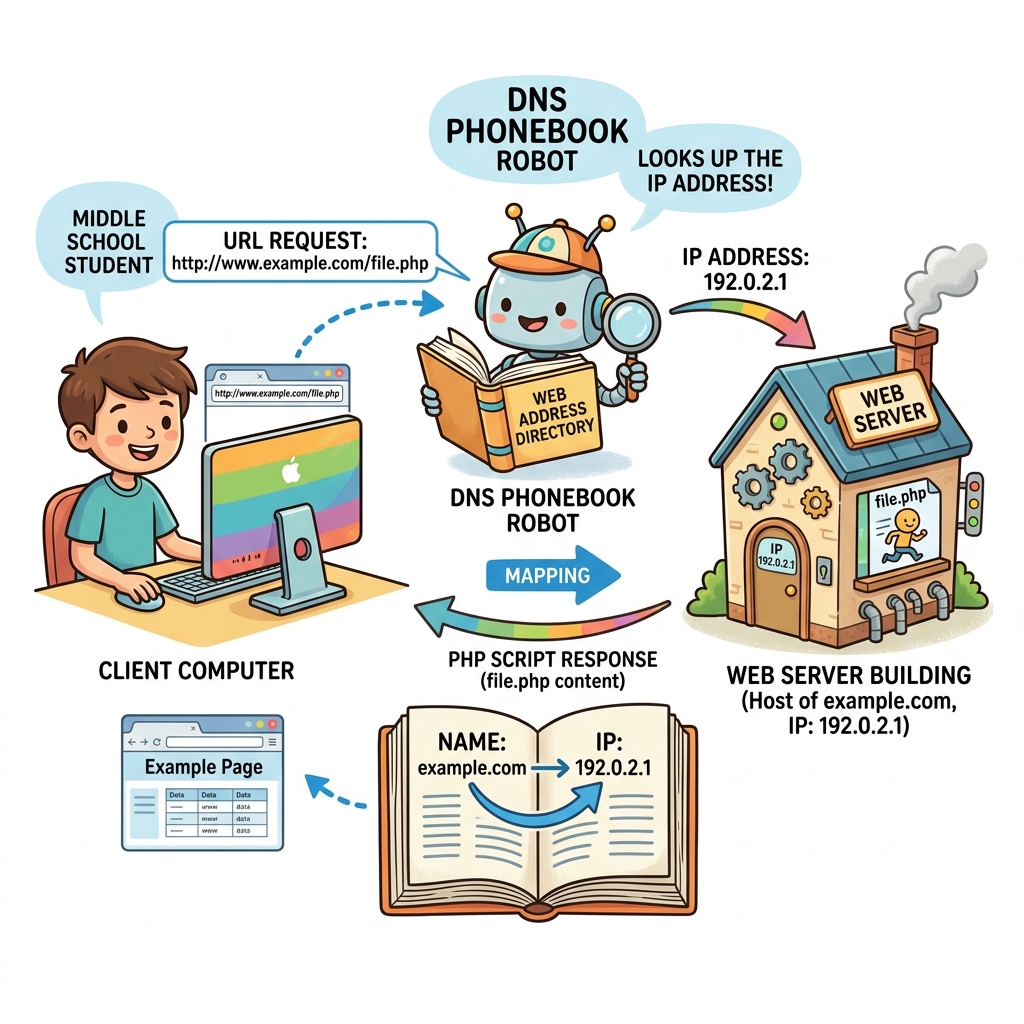 Domain Connection Concept Cartoon