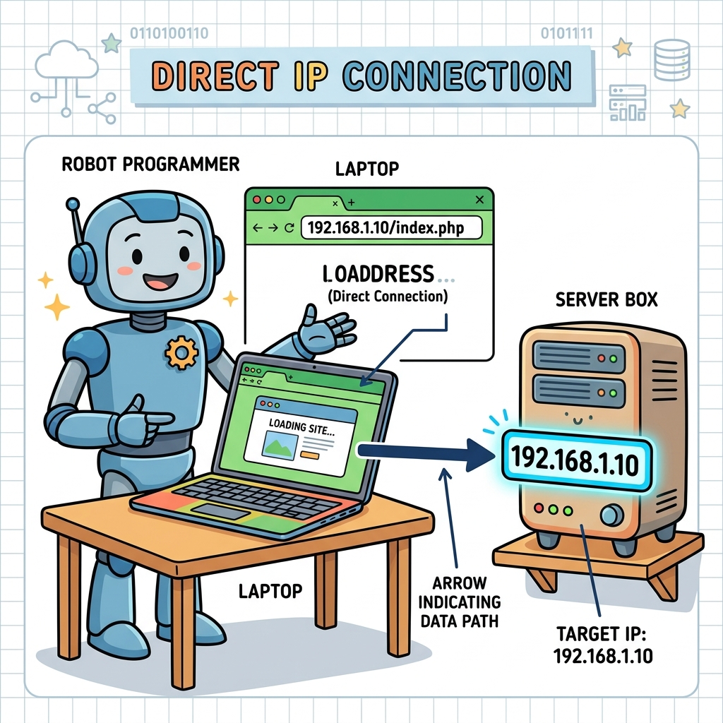 Direct IP Connection Concept Cartoon