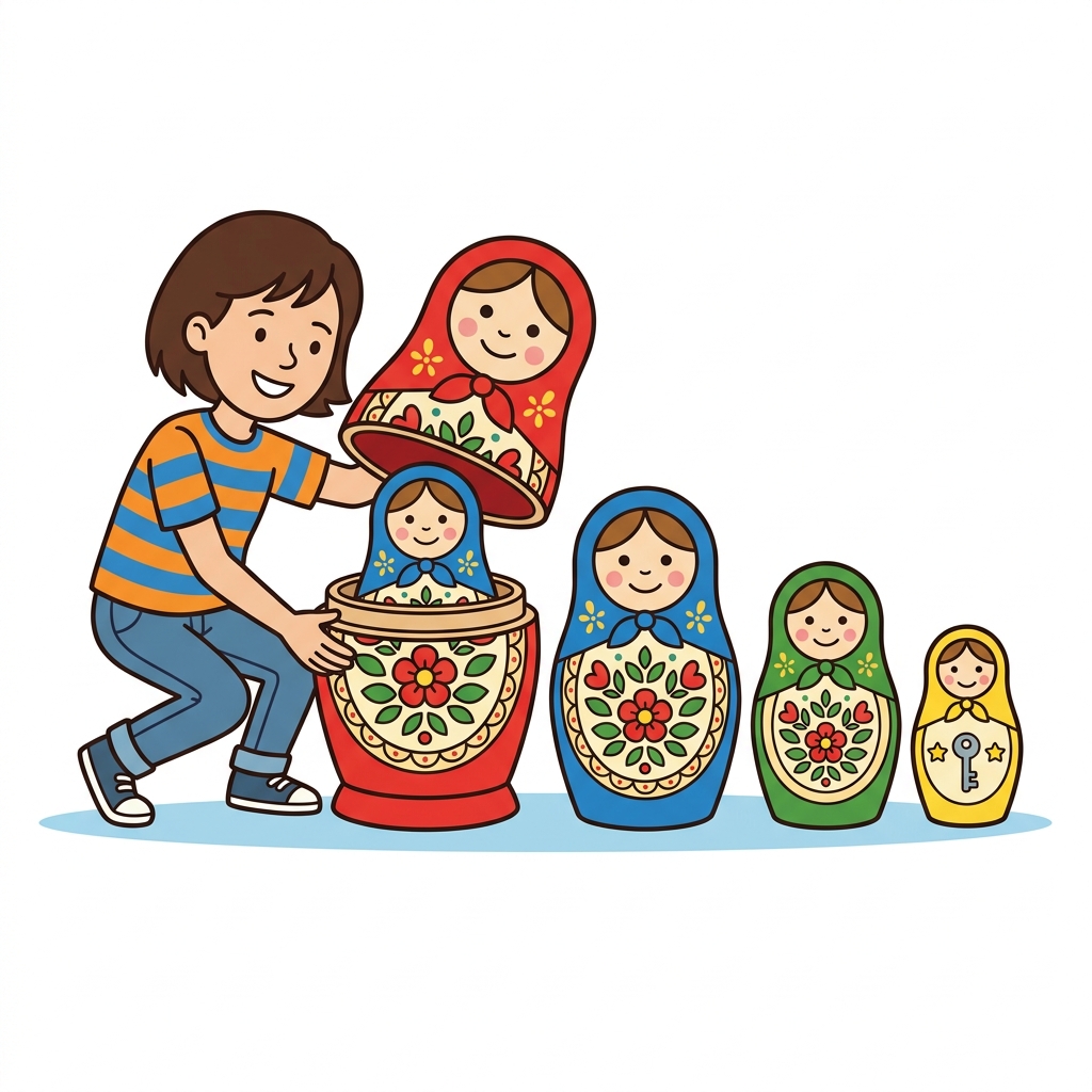 Recursion Nesting Dolls Cartoon