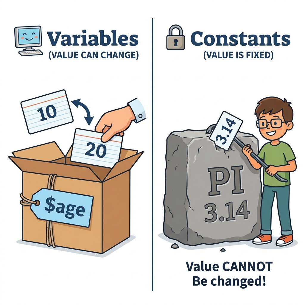 Variable vs Constant Concept Cartoon